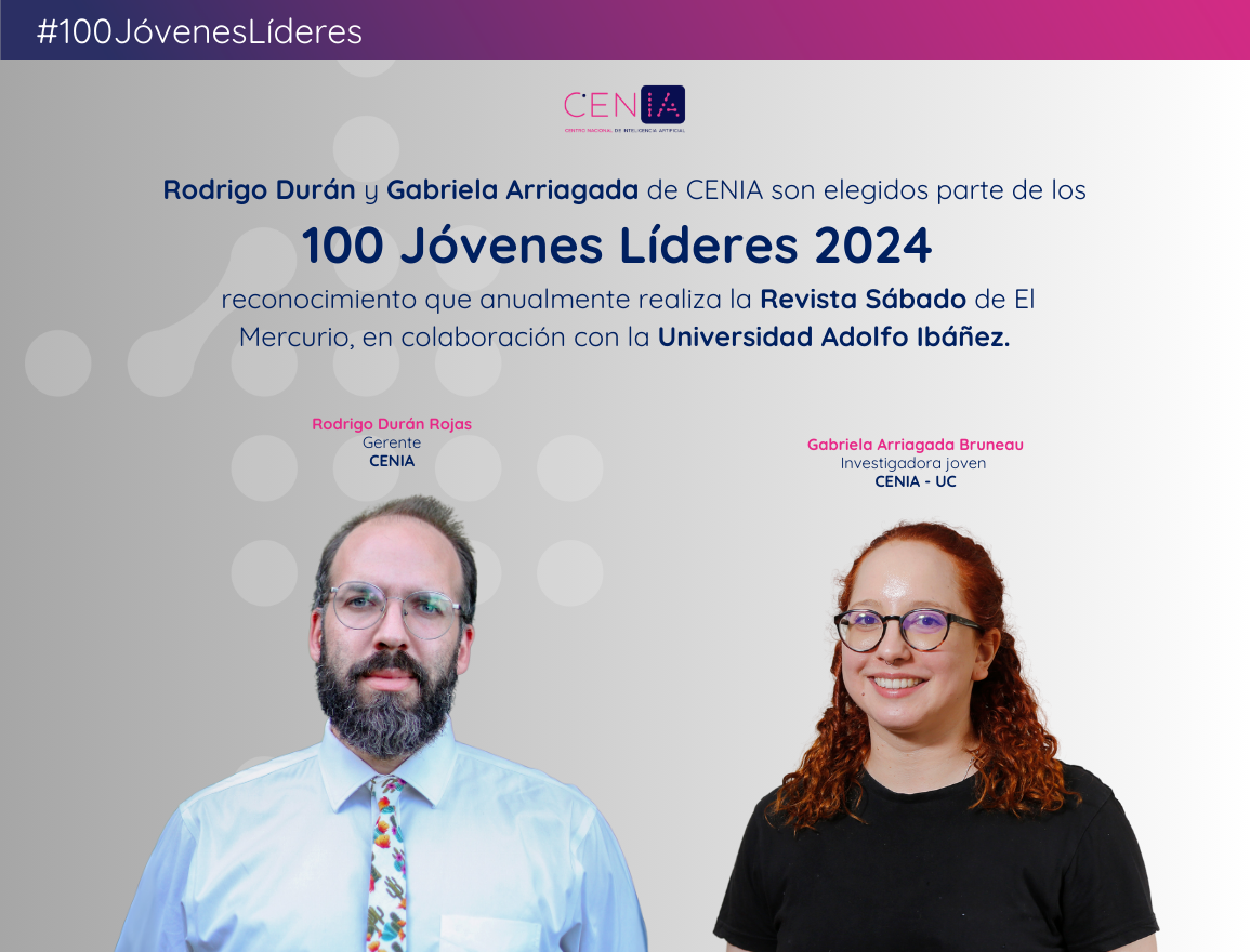 Rodrigo Durán y Gabriela Arriagada de CENIA son elegidos parte de los 100 jóvenes líderes 2024