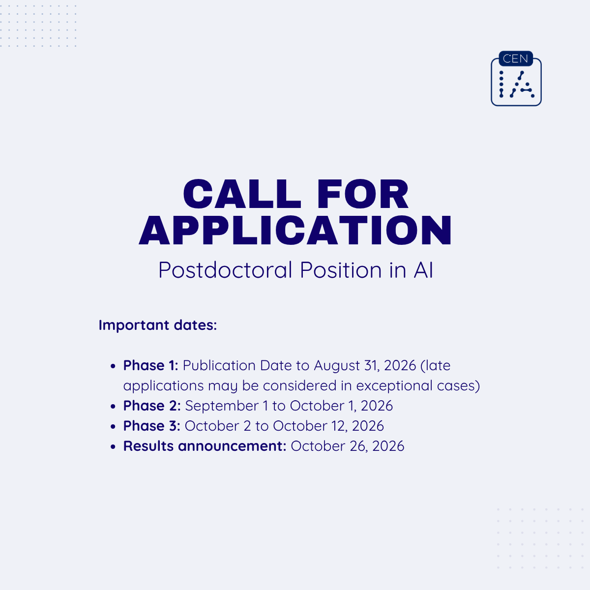  Call for Application: Postdoctoral Position in AI
